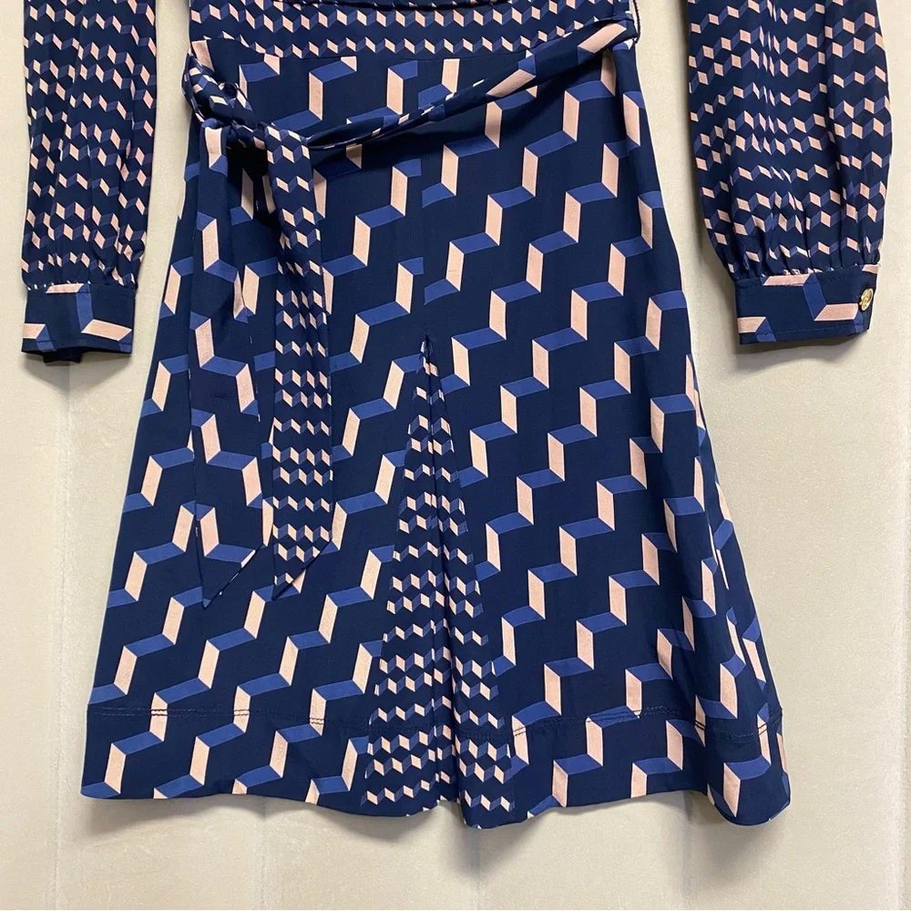 Tory Burch Women’s Judi Dress Size 2 100% Silk Belted Designer Luxury Feminine